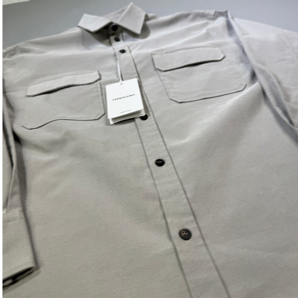 Salvatore Ferragamo Men’s Shirt Jacket with pockets, gray XL $830